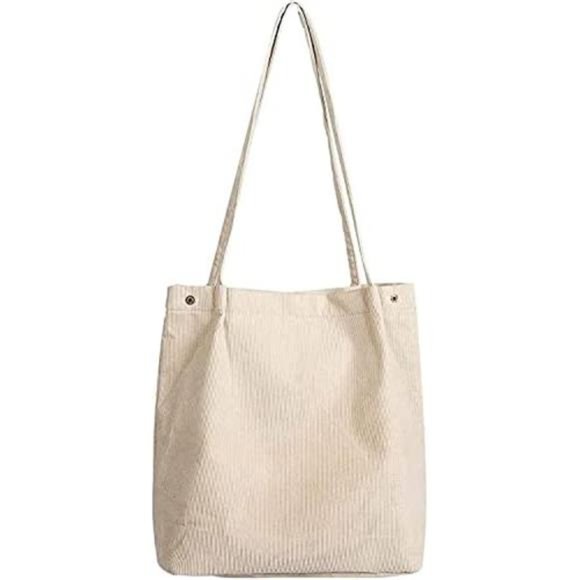 Corduroy Totes Bag Women's Shoulder Handbags Big Capacity Shopping Bag - Picture 5 of 7